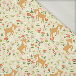 DEERS ON A MEADOW pat. 1 - brushed knit fabric with teddy / alpine fleece