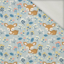 DEERS ON A MEADOW pat. 2 - brushed knit fabric with teddy / alpine fleece