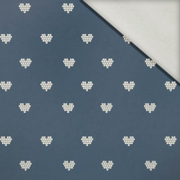 HEARTS / (acid) dark blue (NORWEGIAN PATTERNS)  - brushed knit fabric with teddy