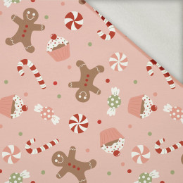 CHRISTMAS CANDIES (CHRISTMAS GINGERBREAD) / dusky pink - brushed knit fabric with teddy / alpine fleece