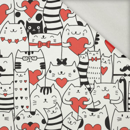 CATS IN LOVE / white - brushed knit fabric with teddy / alpine fleece