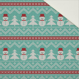 SNOWMEN WITH CHRISTMAS TREES / mint - Cotton drill