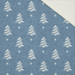 CHRISTMAS TREES WITH STARS / ACID WASH - blue - Cotton drill