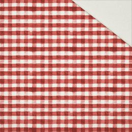 MINI VICHY GRID / red (CHECK AND ROSES) - Cotton drill