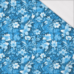 TRANQUIL BLUE / FLOWERS - Sports knit - bird eye mesh