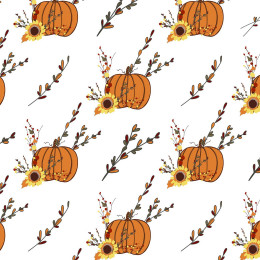 AUTUMN TWIGS AND PUMPKINS / white (RED PANDA’S AUTUMN)