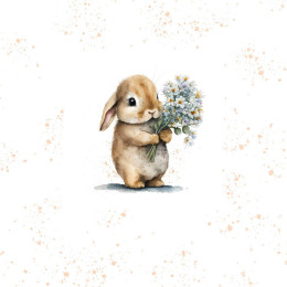 BUNNY WITH A BOUQUET OF FLOWERS - panel (60cm x 50cm)