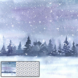 WINTER LANDSCAPE PAT. 2 / CHRISTMAS TREES (PAINTED FOREST) - PANORAMIC PANEL (80cm x 155cm)