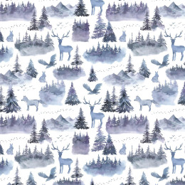 50cm ANIMALS IN THE FOREST (PAINTED FOREST) - thick looped knit 