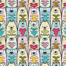 BEARS WITH HEARTS - Waterproof woven fabric