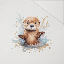 WATERCOLOR BABY OTTER - panel (75cm x 80cm) Hydrophobic brushed knit