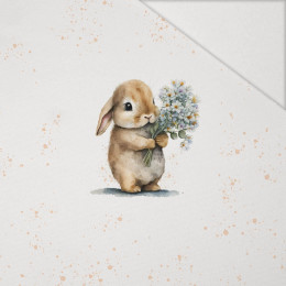 BUNNY WITH A BOUQUET OF FLOWERS - panel (60cm x 50cm) Hydrophobic brushed knit