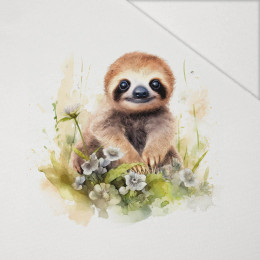 WATERCOLOR SLOTH - panel (60cm x 50cm) Hydrophobic brushed knit