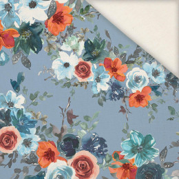 WATER-COLOR FLOWERS pat. 2 / light blue - Linen with viscose