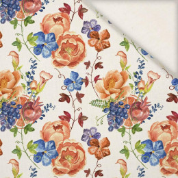WILD ROSES AND PANSIES (BLOOMING MEADOW) - Linen with viscose