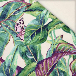 LEAVES AND INSECTS PAT. 1 (TROPICAL NATURE) / white - Linen with viscose