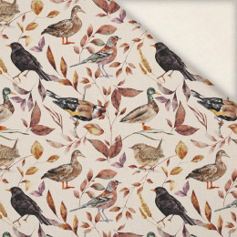 BIRDS PAT. 2 / WHITE (COLORFUL AUTUMN) - Linen with viscose