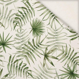 TROPICAL LEAVES pat. 3 / white (JUNGLE) - Linen with viscose
