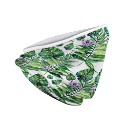 MULTIPURPOSE NECK WARMER - LEAVES AND INSECTS PAT. 4 (TROPICAL NATURE) / white