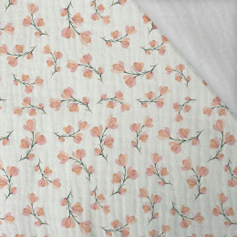 PINK FLOWERS PAT. 4 / white - Cotton muslin