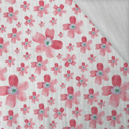 PINK FLOWERS PAT. 5 / white - Cotton muslin