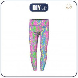 GIRLS THERMO LEGGINGS (DORA) - NEON SNAKE'S SKIN PAT.1 - sewing set 116