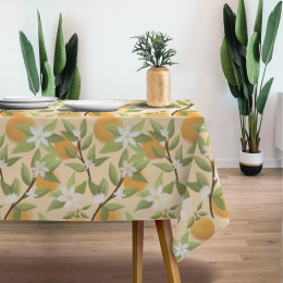 90cm ORANGES no. 2 / vanilla - Woven Fabric for tablecloths