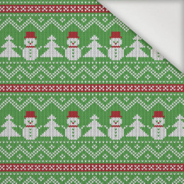 SNOWMEN WITH CHRISTMAS TREES / green  - Nylon fabric PUMI