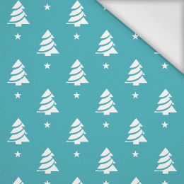 CHRISTMAS TREES WITH STARS / dark turquoise  - Nylon fabric PUMI