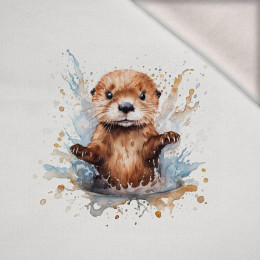 WATERCOLOR BABY OTTER -  PANEL (60cm x 50cm) brushed knitwear with elastane ITY