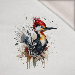 WATERCOLOR WOODPECKER -  PANEL (60cm x 50cm) brushed knitwear with elastane ITY