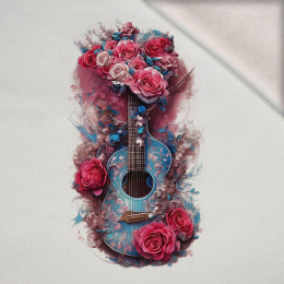 GUITAR WITH ROSES - panel (75cm x 80cm) brushed knitwear with elastane ITY