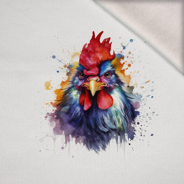 WATERCOLOR ROOSTER - panel (75cm x 80cm) brushed knitwear with elastane ITY