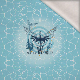 WATER WORLD  / aqua -  PANEL (60cm x 50cm) brushed knitwear with elastane ITY