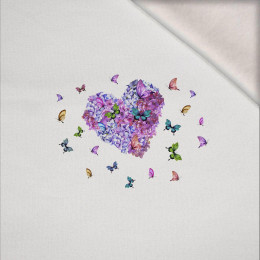 HEART / Flowers and butterflies  -  PANEL (60cm x 50cm) brushed knitwear with elastane ITY