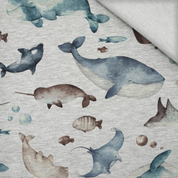 OCEAN MIX (THE WORLD OF THE OCEAN)  / melange light grey - looped knit fabric