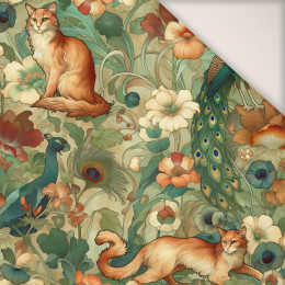 ART NOUVEAU CATS & FLOWERS PAT. 2 - PERKAL Cotton fabric