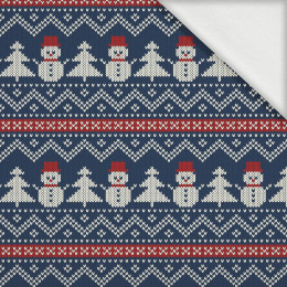 SNOWMEN WITH CHRISTMAS TREES - looped knit fabric with elastane ITY