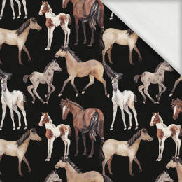 HORSES / black - looped knit fabric with elastane ITY