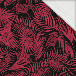 PALM LEAVES pat. 4 / viva magenta - looped knit fabric with elastane ITY