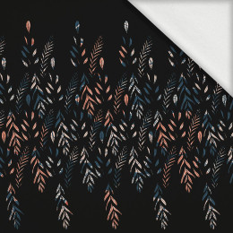 100cm LEAVES PAT. 3 / BLACK - looped knit fabric with elastane ITY