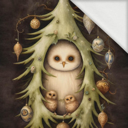 VINTAGE CHRISTMAS OWL PAT. 2 -  PANEL (60cm x 50cm) looped knit fabric with elastane ITY