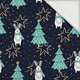 HARES WITH CHRISTMAS TREES - looped knit fabric with elastane ITY