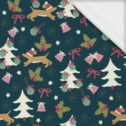 DOGS WITH CHRISTMAS TREES- single jersey with elastane ITY