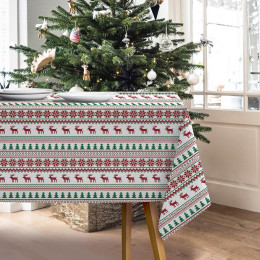 REINDEERS PAT. 2 / maroon - green - Woven Fabric for tablecloths