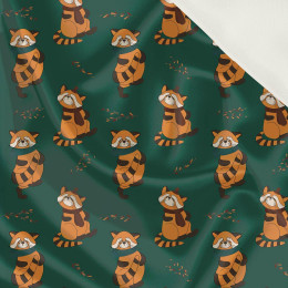 RED PANDA WITH SCARF / bottle green (RED PANDA’S AUTUMN) - Satin