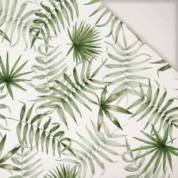 TROPICAL LEAVES pat. 3 / white (JUNGLE) - Cotton sateen 190g