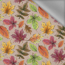 30% 150cm COLORFUL LEAVES MIX / beige (GLITTER AUTUMN) - Softshell light