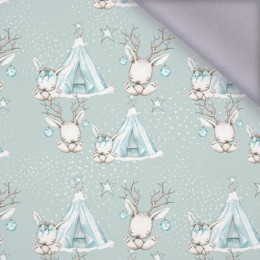 ANIMALS IN TIPI / light blue (MAGICAL CHRISTMAS FOREST) - softshell