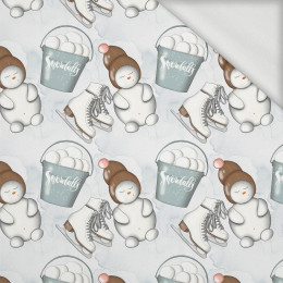 SNOWMEN AND ICE SKATES (WINTER IN THE CITY) - looped knit fabric